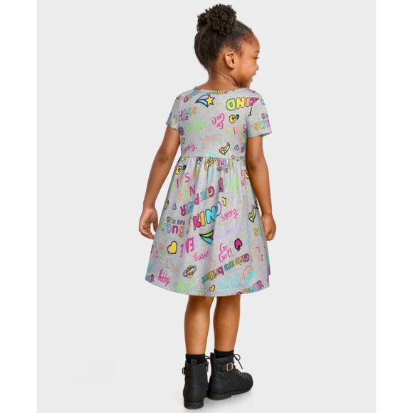 The Children's Place Grey Toddler Rainbow Girl Power Everyday Dress | 18-24mos - Picture 3 of 7